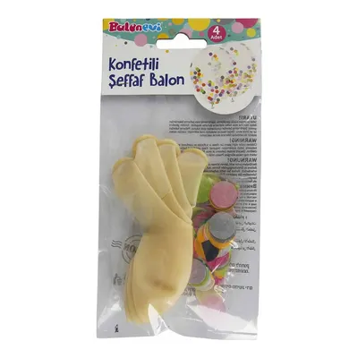 Balonevi Şeffaf Konfetili Balon 4lü
