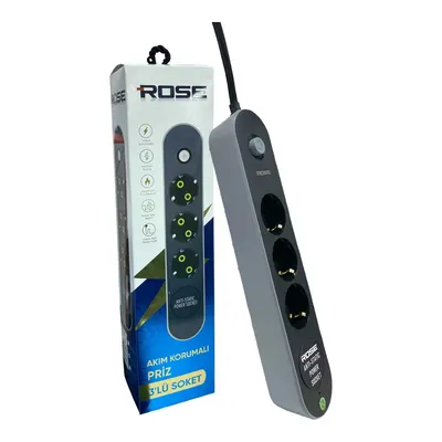 ROSE GR-300 3'lü 5 Metre Kablolu Akım Korumalı Grup Priz