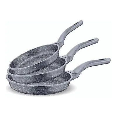 FMS D3000 Döküm Granit 3 Parça (20-24-28 cm) Tava Seti Inox