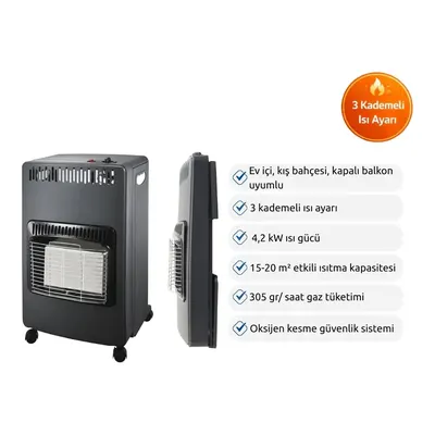AYGAZ Eko BL4200C - Katlanır 4,2 kW İç Mekan Isıtıcı Siyah
