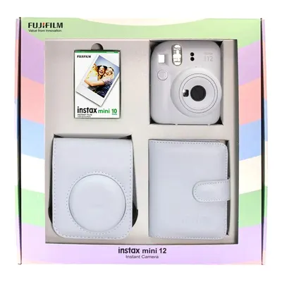 FUJIFILM Instax Mini 12 Askı Pil Çanta 10'lu Film Albüm Bundle Box Fotoğraf Makinesi Beyaz