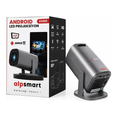 ALPSMART AS586 Android 11 Bluetooth/HDMI/USB/Wifi Led Projeksiyon Cihazı Antrasit