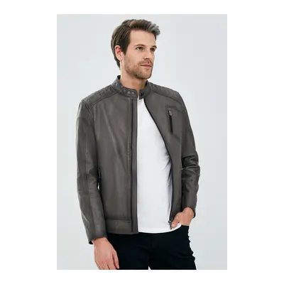 New Durant Erkek Slim-Fit Deri Ceket