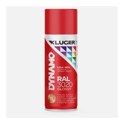 Kluger Dynamo Akrilik Düz Sprey Boya Bayrak Kırmızı RAL 3020 400 ML