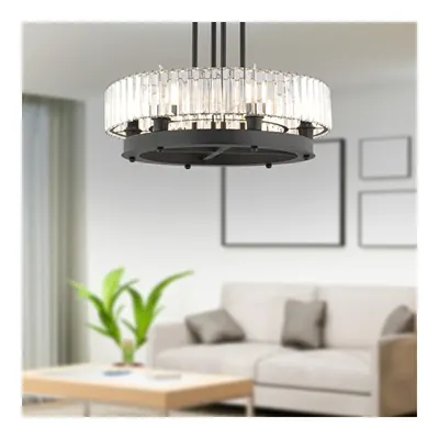 Apliqa Azalea 6lı Siyah Kristalli Taşlı Modern Tasarım Kristal Büyük Salon Avize