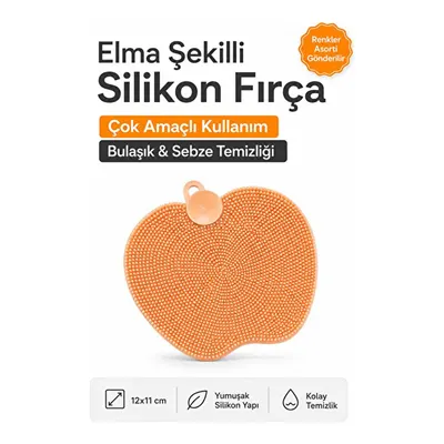 Vienev Elma Şekilli Çok Amaçlı Silikon Bulaşık Ve Sebze Yıkama Fırçası Karışık Renk | Temizlik Aparatı