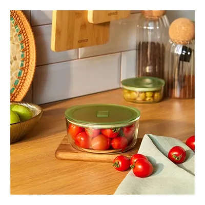 Green Yuvarlak Cam Saklama Kabı 850 ml