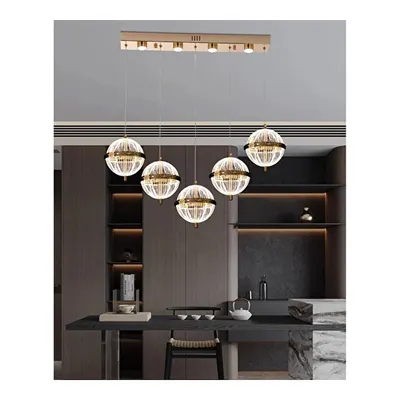 Apliqa Barkın 5'li 37 Watt Sıralı Gold Ledli Modern Salon Avize