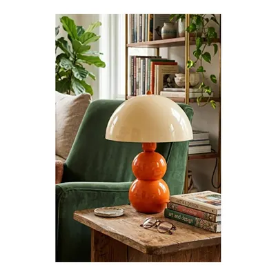 Apliqa Bob Krem Başlıklı Turuncu Masa Lambası Pinterest Model Bohem Retro Renkli Abajur