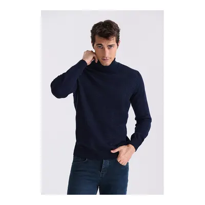 JAKAMEN Lacivert Slim Fit Tam Balıkçı Yaka Triko Kazak