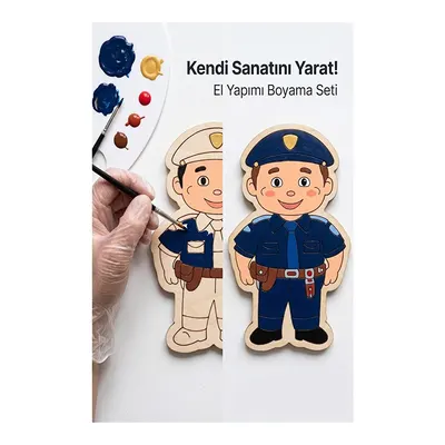 artmaster Ahşap Boyama Meslekler 10'lu Paket 10x15 cm 6 Renk Boya ve Resim Fırçası