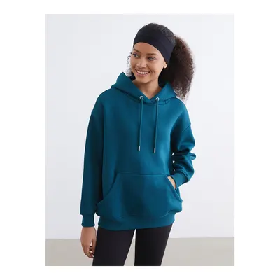 KOOR SPORT Haki Kanguru Cepli Kadın Kalın Hoodie
