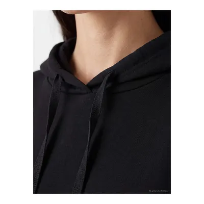 Siyah Dantel Detaylı Soft Touch Oversize Kadın Hoodie