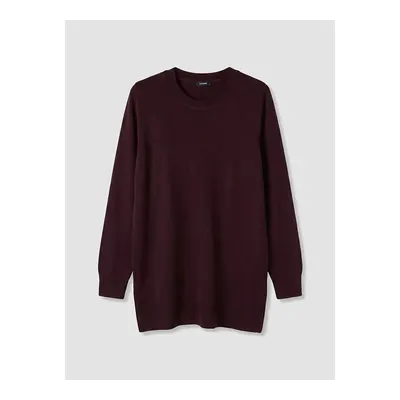 Bordo Bisiklet Yaka Kadın Triko Tunik